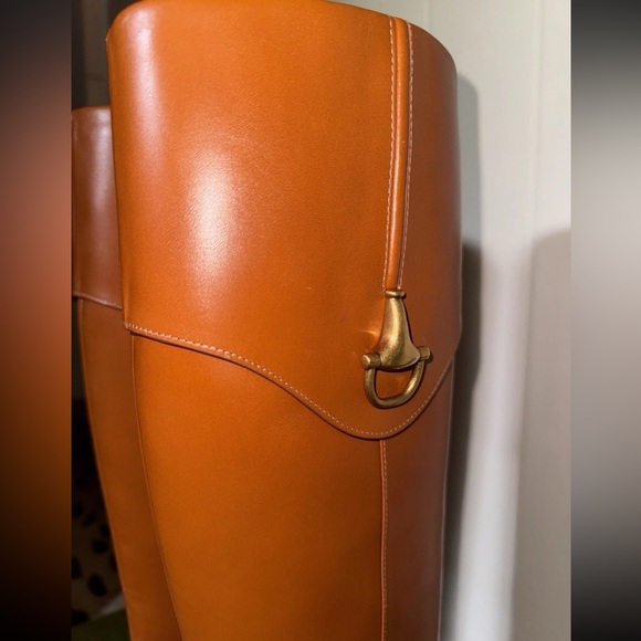 Gucci Knee High Boots Elizabeth Half Horse Bite Light Brown Leather Women Size 9 - Picture 9 of 15